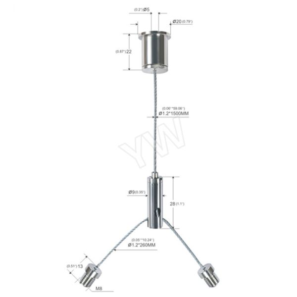 Jogo galvanizado/de aço inoxidável da suspensão do fio, Y - cabografe o jogo claro da suspensão da trilha