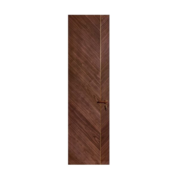 OEM/ODM CUSTOM MODERN WALNUT INTERIOR DOORS | TALL FLUSH & BRASS ACCENT DESIGNS WOOD GRAIN & GEOMETRIC INLAY OPTIONS WALNUT VENEER & MATTE FINISH STYLES SOLID CORE FLUSH PANEL WITH GOLD HARDWARE