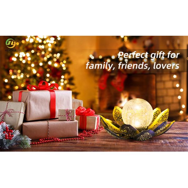 Водоустойчивые солнечные на открытом воздухе света потрескивают украшение лотоса стекла глобуса