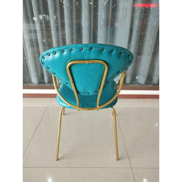 Iron Pipe Legs 47cm 150kg Blue Faux Leather Dining Chairs