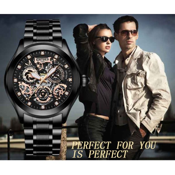 KINYUED good quality tourbillon movement watches men luxury brand automatic mechanical mens watch