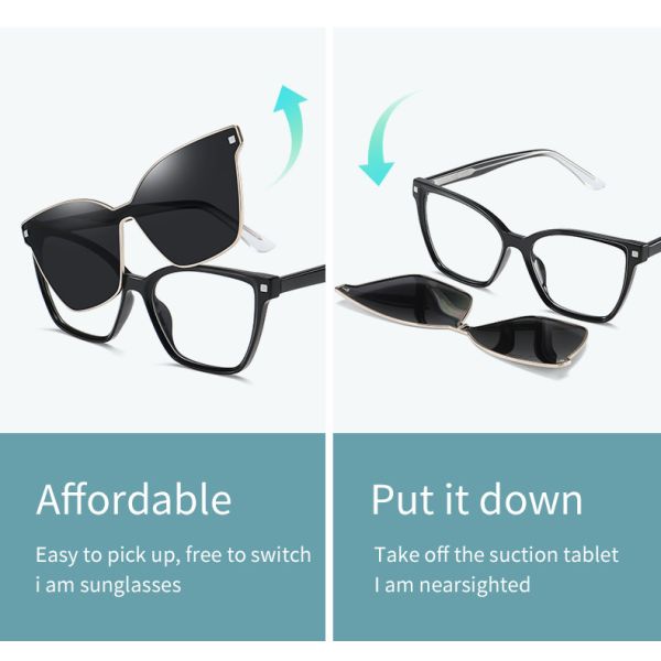 Поляризовыванный миопический магнитный зажим на рамке стекел кота моды женщин солнечных очков