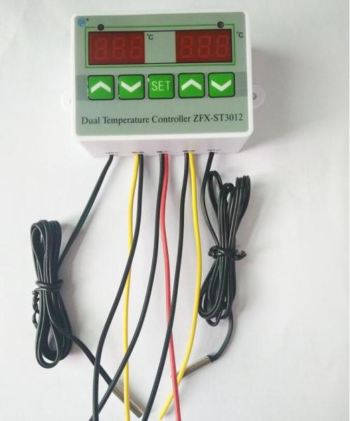 AC 220V 12V 24V Dual Probe Digital LED Dual Thermometer Temperature Controller Thermostat Incubator Control Microcomputer