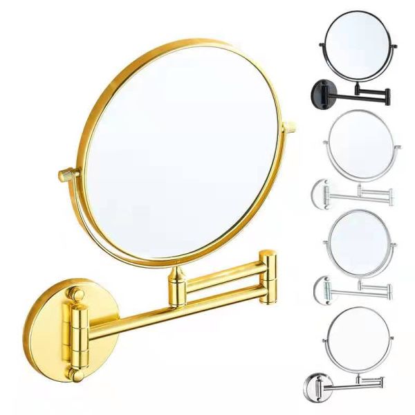 Illuminated Folding Bathroom Mirror with 3 Times Magnification and Retractable Design
