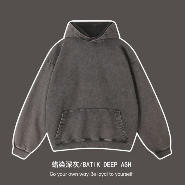 450G Men's Hoodies with Custom Logo Batik Design and Silk Print on Cotton Fabric
