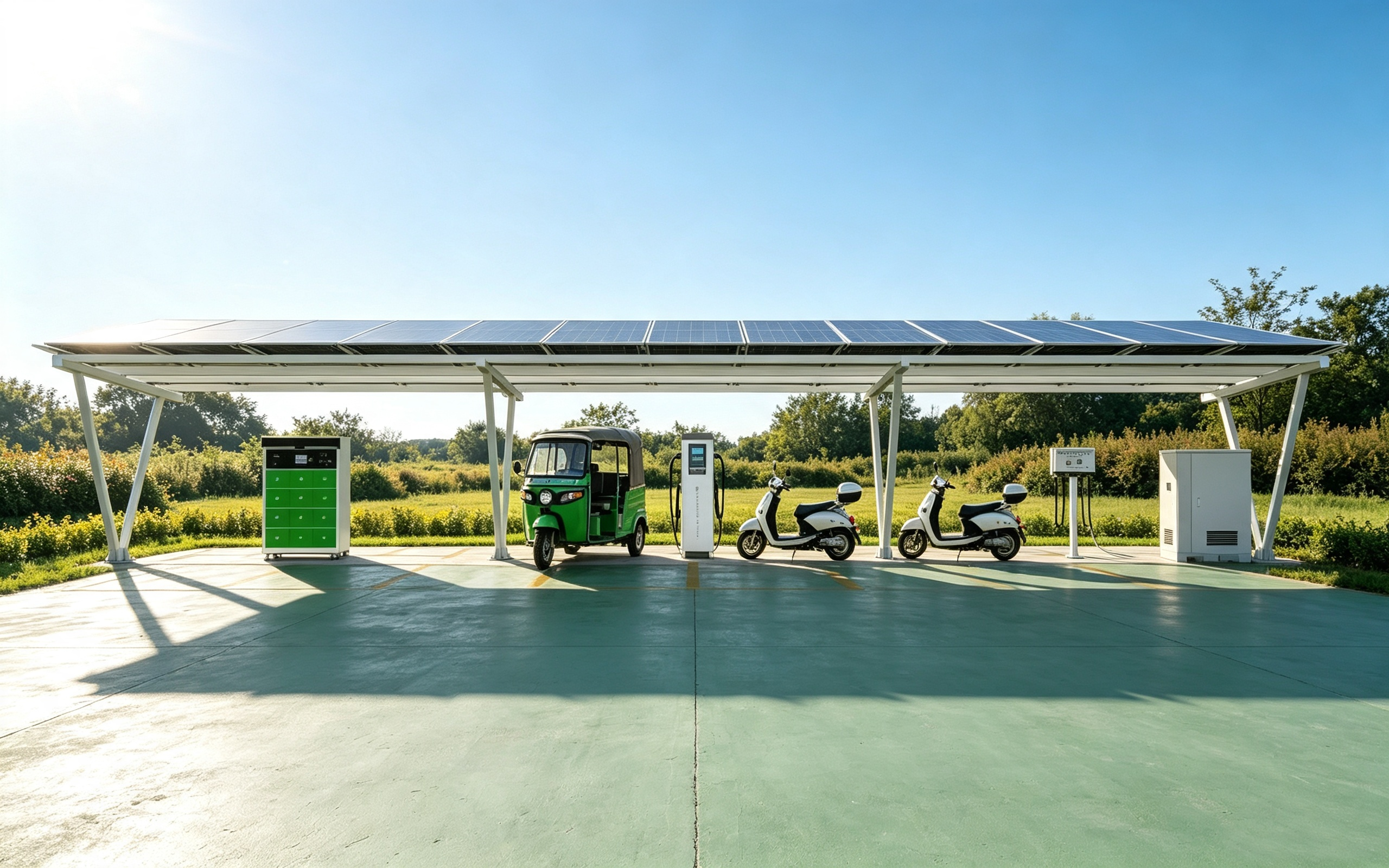 Solar Photovoltaic 6‑Bay Battery Swap Station For Electric Motorcycle Tricycle Charging Station 48V250A