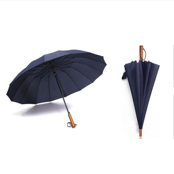 Special Handle Wood 16 Bone Golf Long Handle Umbrella for Men's Business Advertising Gift Set
