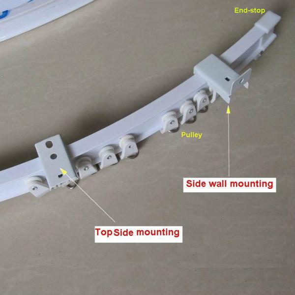 Bendable Window Curved Curtain Rod Plastic Metal Alloy Track Rail Ceiling or Side Wall Mounting