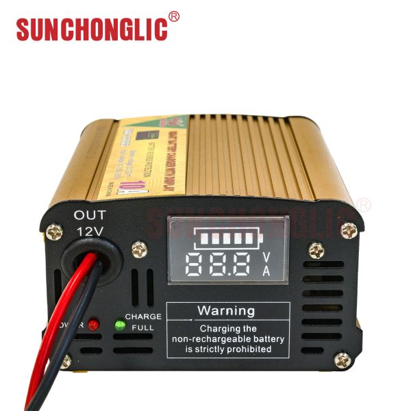 FMADS Three-Step Intelligent AGM/GEL Lead-Acid Battery Charger Featuring LED Display and Low Voltage Protection