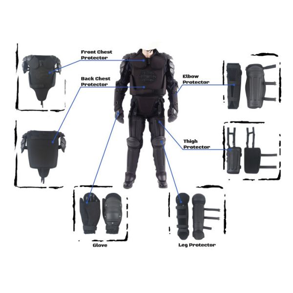 Free Size Riot Gear Body Armor , Black Military Body Armor With T Baton