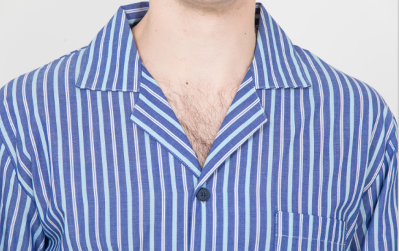 Yarnd Dyed Striped Mens Luxury Sleepwear With Button Through Shirt And Long Pants