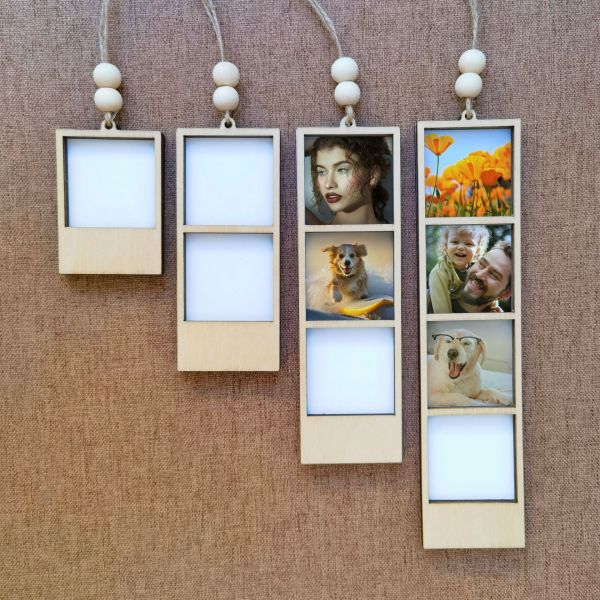 Sublimation Custom Wood Picture Frames Car Charm DIY Family Photo Display Frame Sublimation Blank Photo Frame Hanging Gift