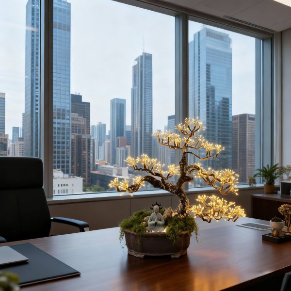 zen ambient light, potted ornament & ideal gift, 5v 1a, 3m extension cord, eco-friendly energy-saving warm eye-care light, for home office commercial hotel, adapter-powered, moq 1