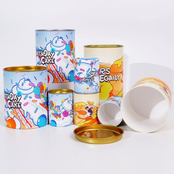 Tubo de papel para helado, envase de helado, tubo de papel para alimentos con tapa de hojalata, tubo de papel para helado
