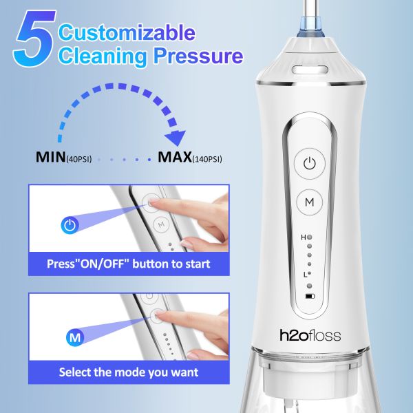 Cordless Water Flosser Teeth Cleaner 21W Travel IPX7 Waterproof Dental Floss Irrigator