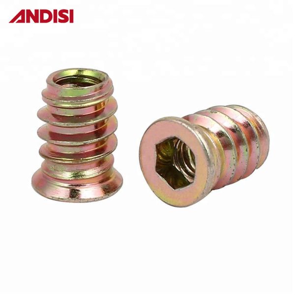 Mail Packing Y Hex Drive Fixing Threaded Insert Wood Furniture Screw Insert Nut