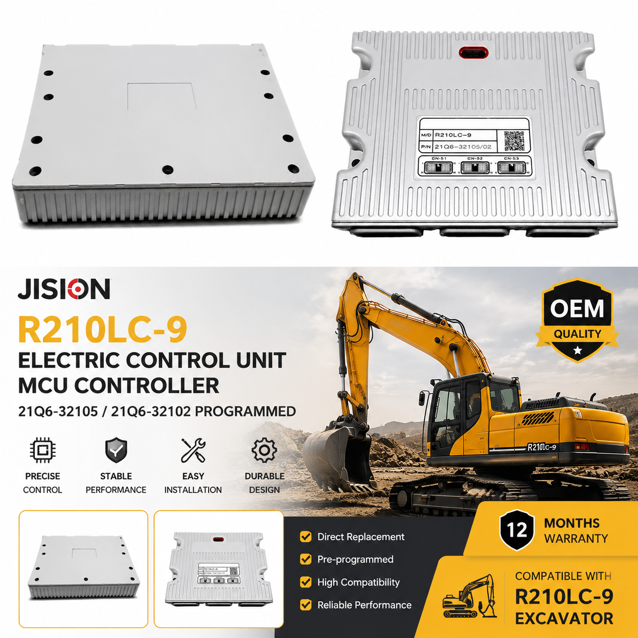 R210LC-9 Excavator Electric Control Unit MCU Controller 21Q6-32105 21Q6-32102 Programmed Control Panel