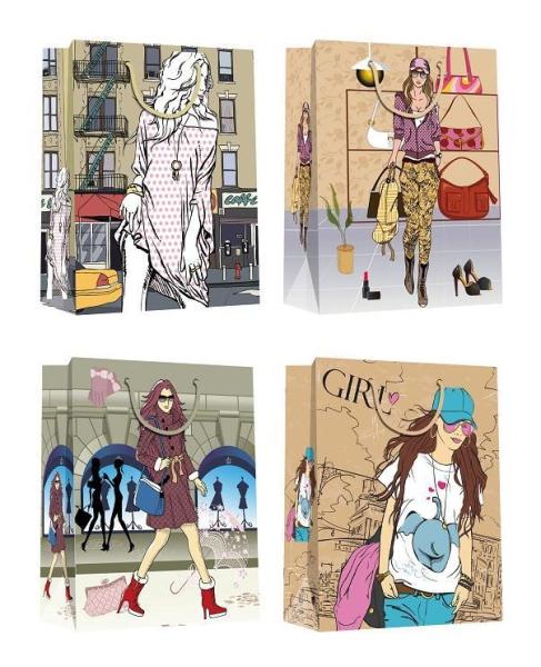 Modern women design hot stamping eco-friendly high quality material Paper Bags for Valentine Day