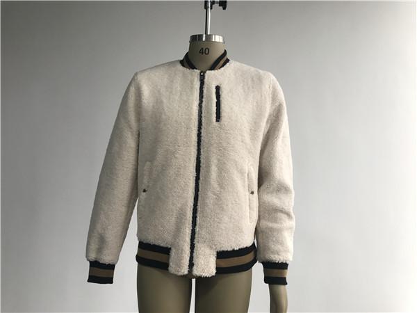 Stone Teddy Faux Fur Jacket Mens Medium Trench Coat Black Base And Tan Tipping Rib