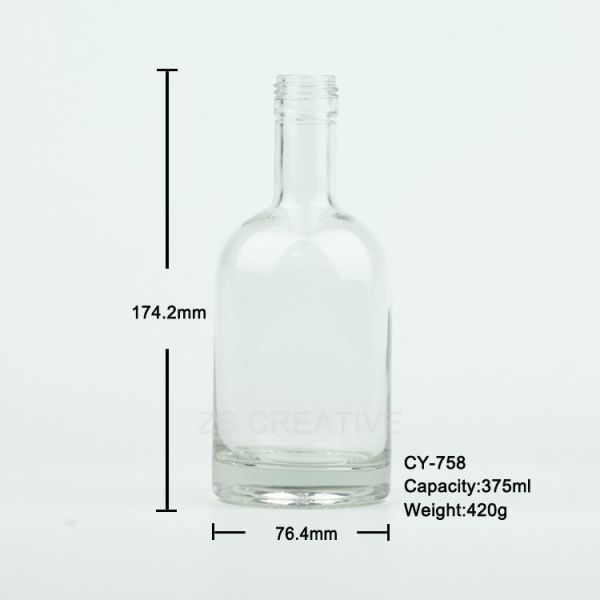 Screw Cap 375ml Liquor Bottle 420g Gin Glass Alcohol Container Spirits CY-758
