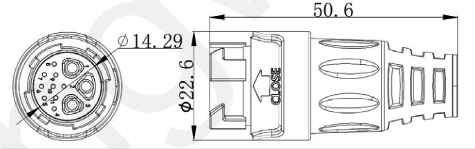 Solder 12pin M19 Connector with Black Nylon PA66 Shell and Overmolded Aluminum Alloy