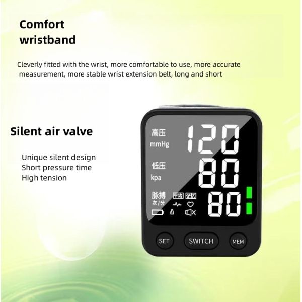 Plastic Electric Wrist Type Electronic Sphygmomanometer Digital Blood Pressure Monitor