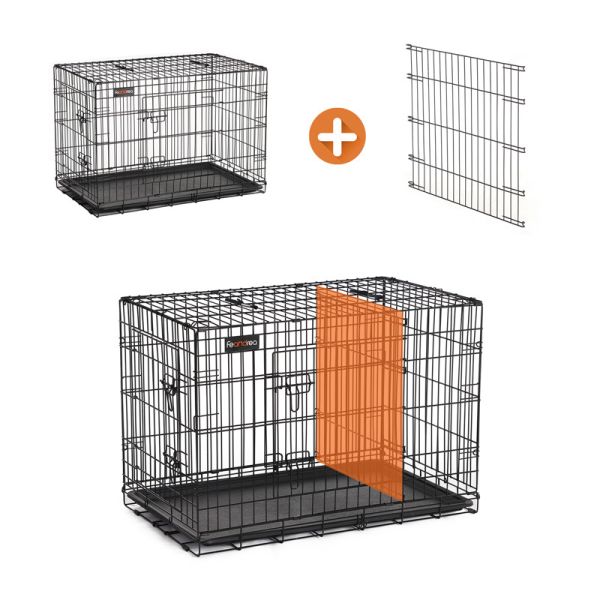 Plastic Tray Thick Metal Dog Crate , Pet Metal Cage Iron Wire High Security