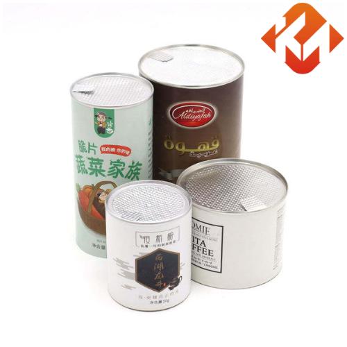Custom Size Food Grade Paper Cardboard Tube Cans Easy Peel Off Foil Lid For Sugar Chocolate Bread Storage