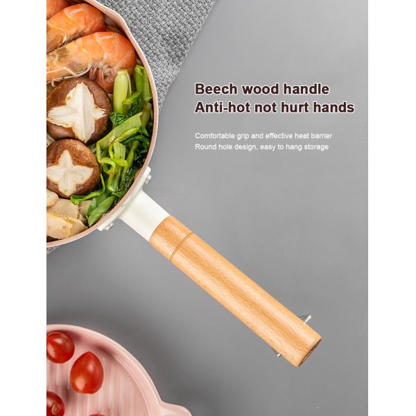 Баки кухни Multi покрашенные небольшие варя с деревянной ручкой