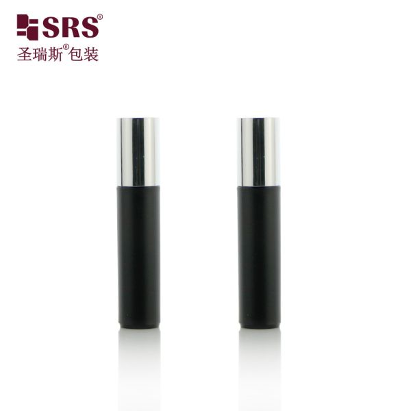 10ml Frosted Black Roller Bottle for Perfume Empty Eye Serum Roll on Bottle with Metal Roller Ball Factory Sale