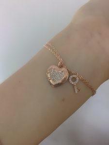Personalized Charms Key Lock Heart Padlock Bracelet Gold Qixi Gift
