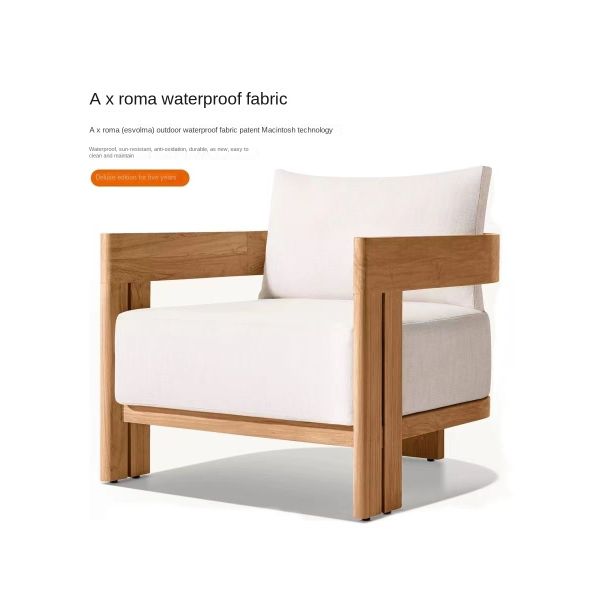 Nordic Morden Teak Wood Garden Sofa And Table Leisure Chair Set Outdoor Furniture