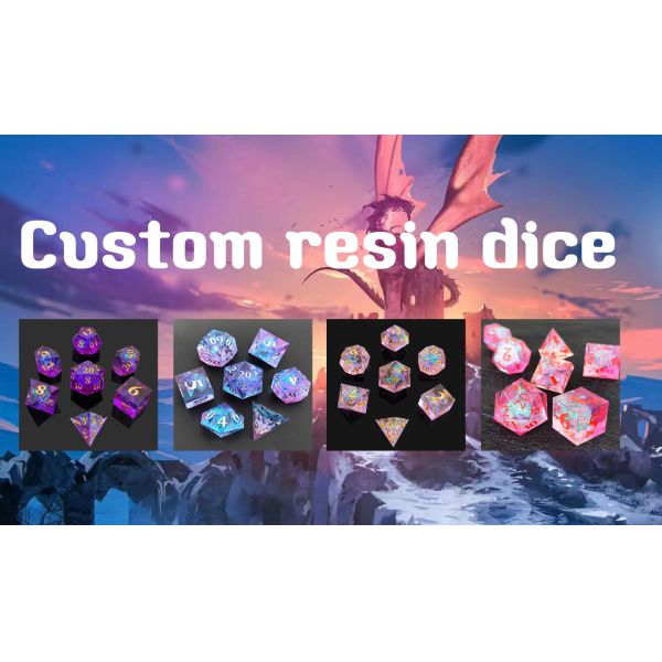 Purple Resin Dice 7PCS DND Dragon And Dungeon Polyhedron Sharp Edge