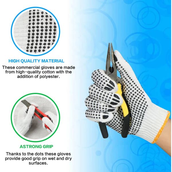 PVC Black Double-Sided Dotted Cotton Knitted Work Gloves Construction / Hand Protection / Anti Slip And Durable Glov