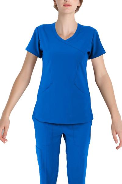 Uniforme médico tecido planície da luva curto de 180 mulheres do Spandex 5% da viscose 33% do poliéster 62% da G/M