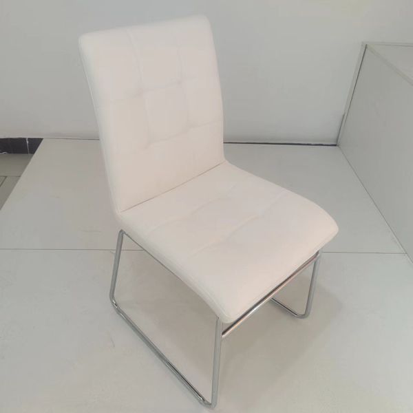 121cm Luxury Fashionable Glass Metal Dining Table And Upholstered Metal Chair