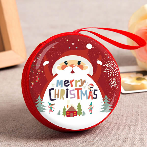 2018 Christmas promotional gifts zipper closure round tin wallet small mini metal tinplate coin box Promotional items