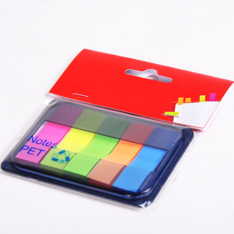 Good quality wholesale different shape fluorescence 5 colors plastic bookmark stick notes
