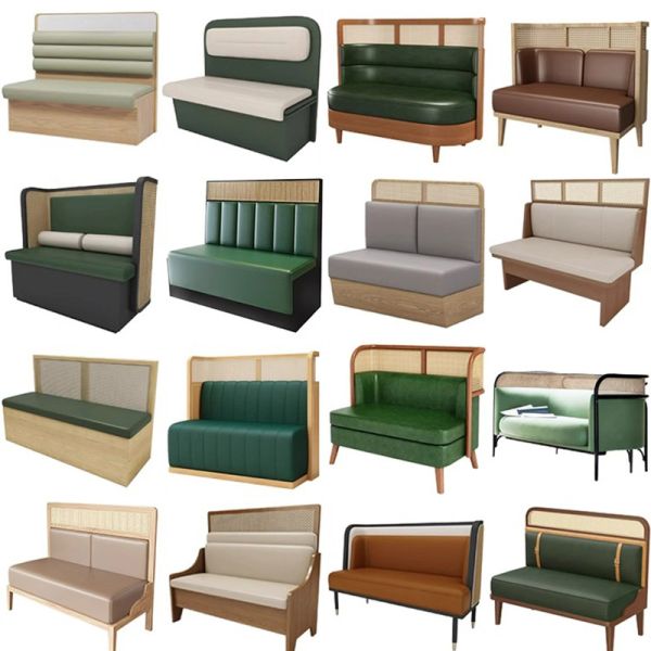 Light Luxury PU Commercial Sofa Furniture Restaurant Table and Chair Coffee Seating Booth for Sale