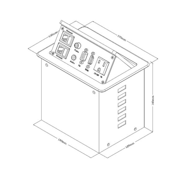 Electrical Pop Up Mains Sockets Silver Panel 250 Voltage Max CE Certificate