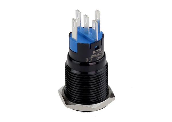 diodo emissor de luz de alumínio preto de Ring Symbol do poder dos olhos do ângulo de interruptor da tecla de 16mm
