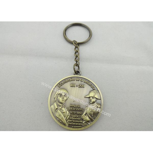 Double Sided  Zinc Alloy Antique Gold Plating 3D Key Chain,  Promotional Keychain