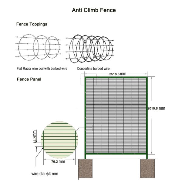 Galvanized South Africa 358 Anti Climb Clearvu Mesh Fence
