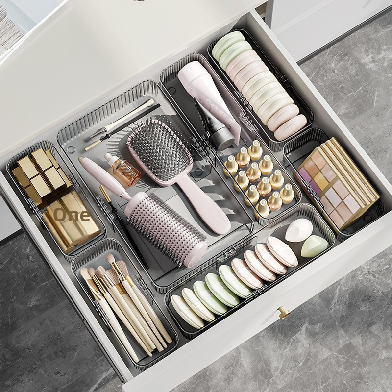 Minimalist Acrylic Drawer Organizer Durable Clear Storage Box Desktop Cosmetic Case for Makeup Lipstick Kitchen Cutlery Utensils