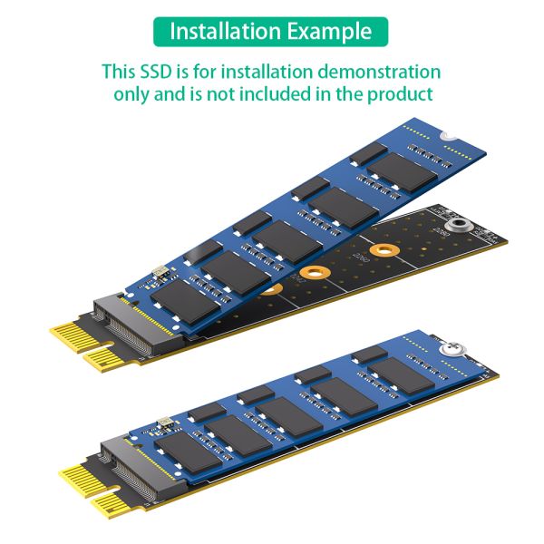 Vertical Installation PCI-E Adapter for High Speed Data Transmission with M.2 SSD Support for 2230/2242/2260/2280 Cards