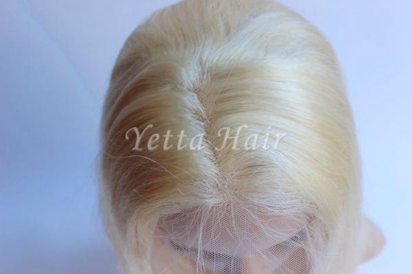 perucas louras do cabelo humano da parte dianteira do laço da platina da categoria 7A para as mulheres brancas