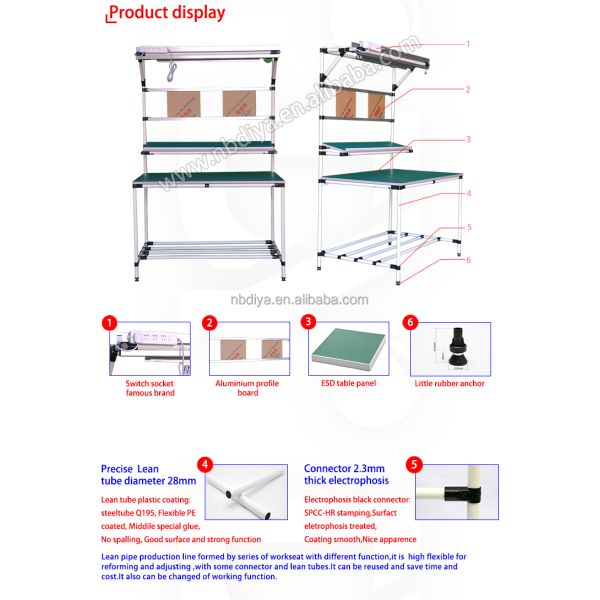 Assembly Coated Lean Pipe Aluminium Profile Workbench For Workshop