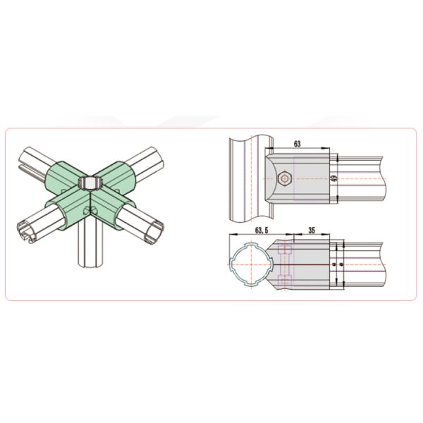 сплав 43mm алюминиевый Sandblasting постный соединитель трубки