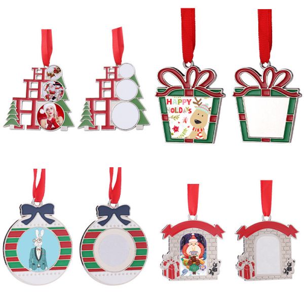 Christmas Tree Hanging Ornaments Sublimation Metal Christmas Pendant Custom holiday decor