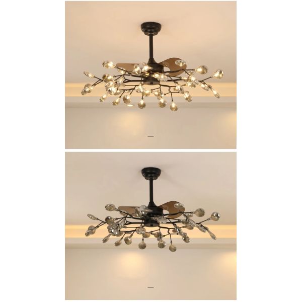 RC dimmable rotated forward and reverse for living room Branch firefly ceiling fan lamp(WH-CLL-66)
